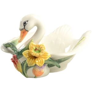 Fitz and Floyd Tulip Swan Daffodil Decorative Floral Trinket Dish